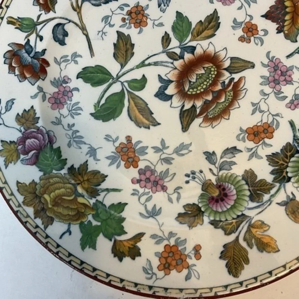 VTG‎ Wedgwood Tonquin Round Polychrome Floral Rare Early Antique Plate 10